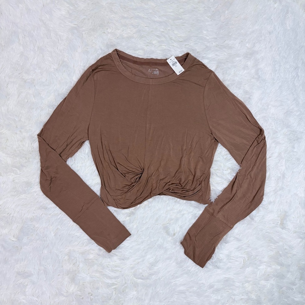 Aerie Brown Ruched Crop Top